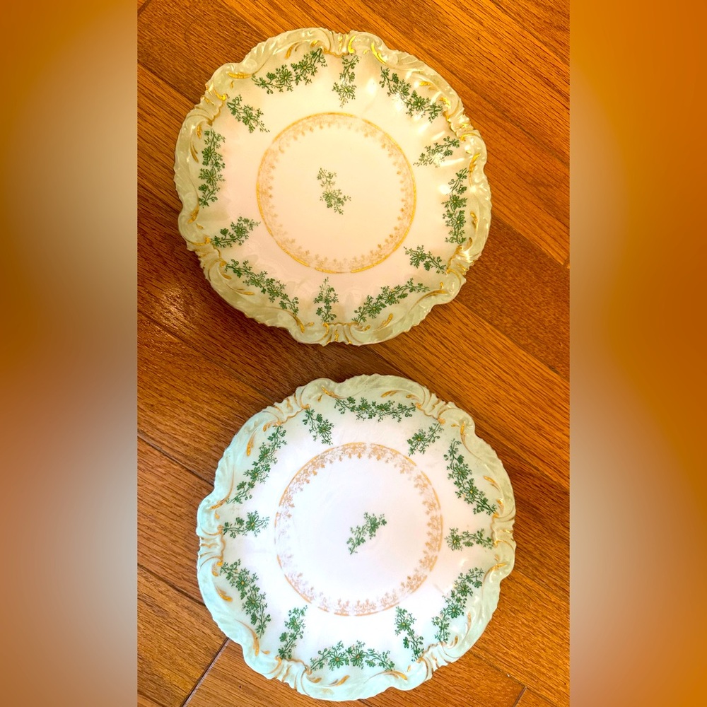 Limoges Mint Green and Gold Floral 7 inch Plates - 2